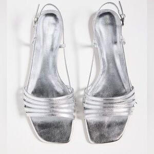 NWT Reformation Millie Sandals in Silver